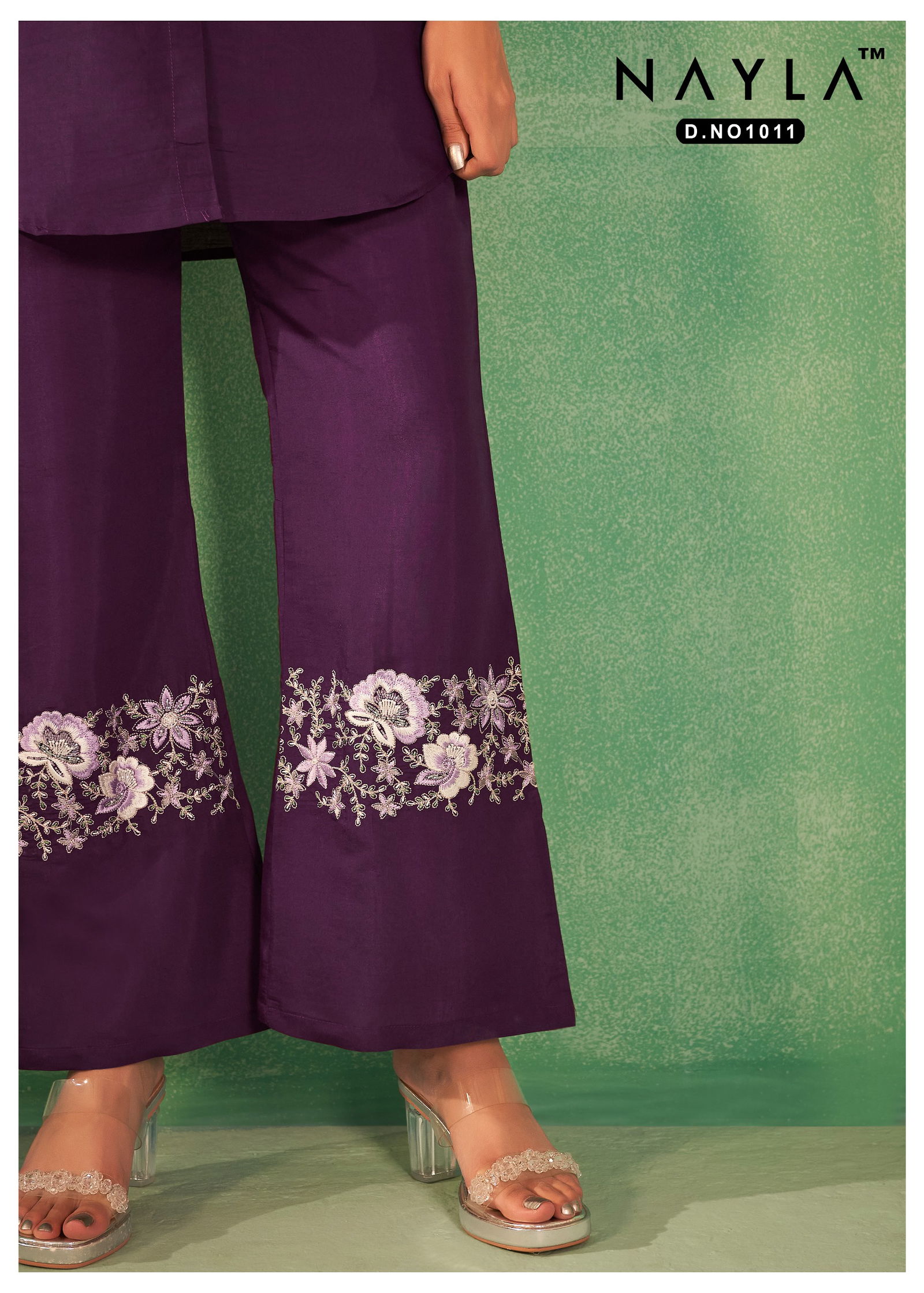 1011 Nayla Size Set Designer Work Ladies Top With Bottom Cord Set Wholesale Price In Surat	